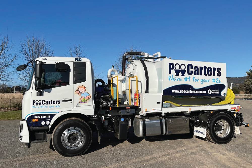 Poo Carters vacuum truck for septic tank pump-outs and portable toilet services in Murrumbateman and the wider Canberra area-